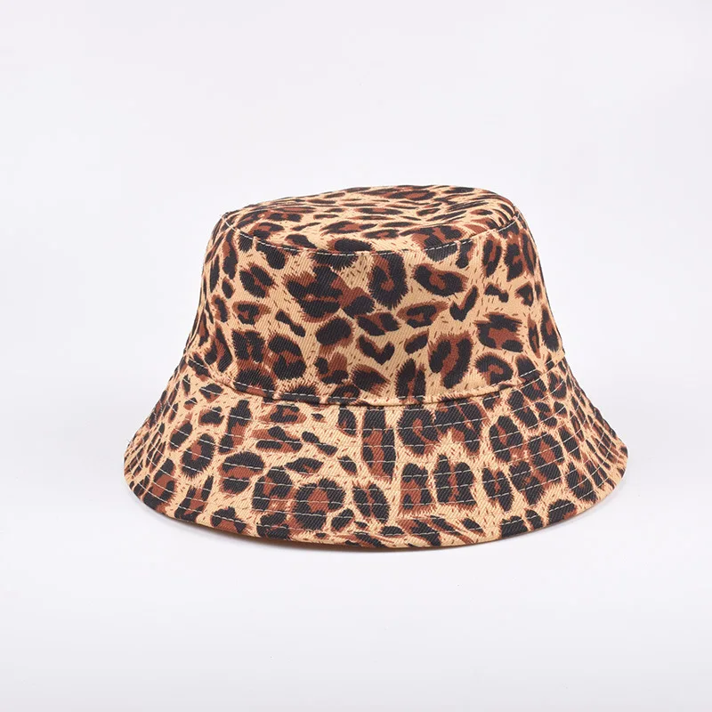 Fashion Fisherman Hat Lady Double-sided Leopard Print Foldable Women Bucket Cap Female Summer Sunscreen Casual Basin Caps H7364