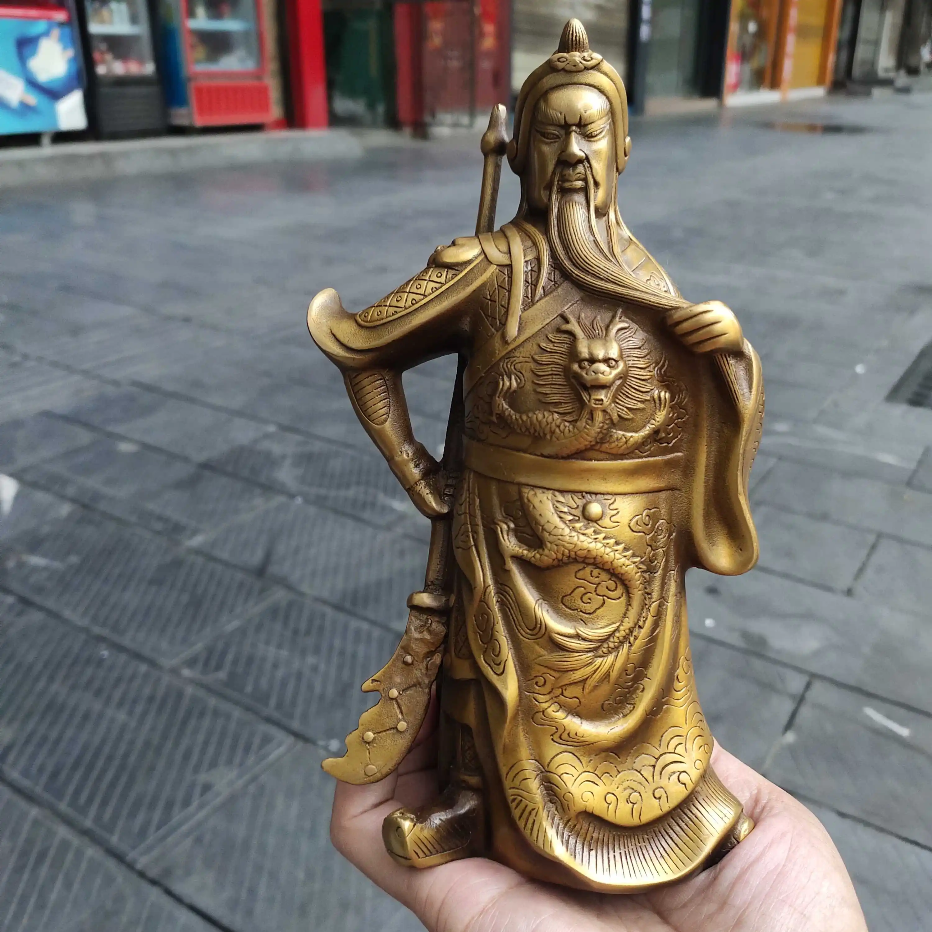 

Height 21.5CM,Old Pure Copper Guan Gong Sculpture,Art Collection Chinese Antique Statue