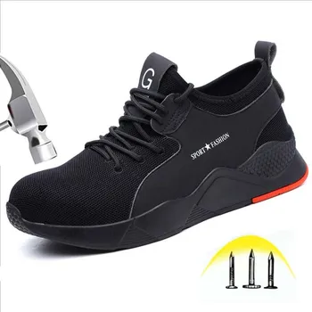 

Autumn New Men's Outdoor Steel Toe Cap Work Boots Non-slip Lightweight Men's Puncture Safety Shoes Comfortable And Breathable