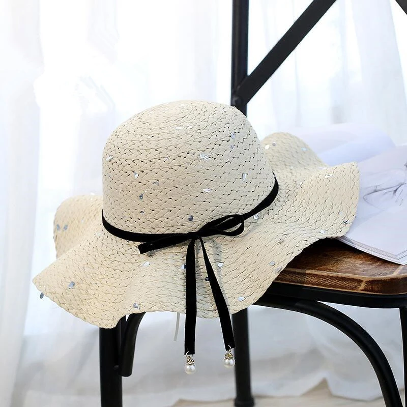 Пляжная Шляпа Cappello новая шляпа на весну лето для девушек с цветами и бусинами