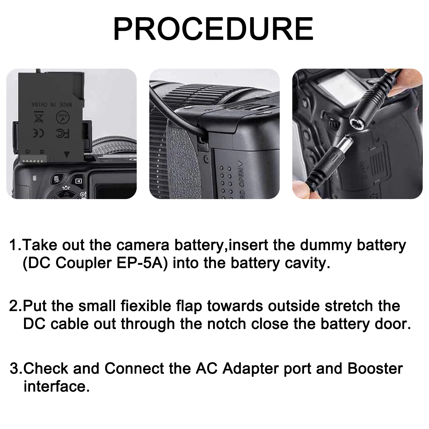 EN-EL14 EN-EL14A EP-5A Dummy Battery&AC Power Adapter Kit for Nikon D3100 D3200 D3300 D3400 D3500 D5100 D5200 D5300 D5500 D5600