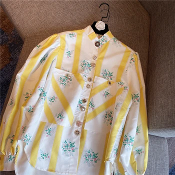 

HIGH STREET Newest Fashion 2020 Designer Blouse Women's Charming Flora Print Shirt