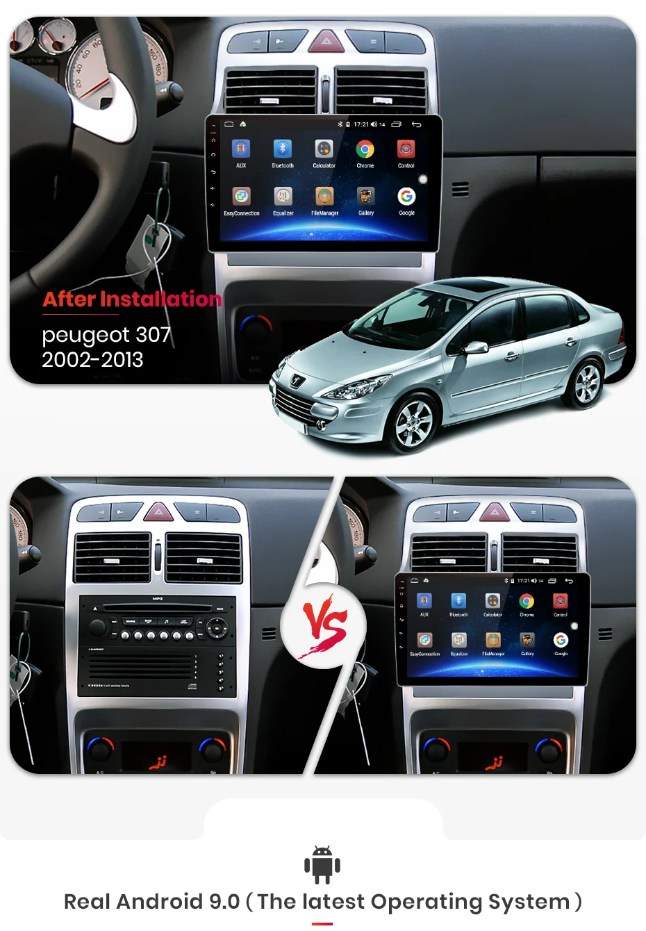 Junsun V1 pro 4G+ 64G CarPlay Android 9,0 DSP для peugeot 307 2002-2012 2013 автомобильный Радио Мультимедиа Видео плеер gps RDS 2 din dvd