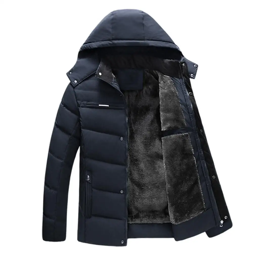 

Large Size Men Thicken Long Sleeve Hooded Cotton Quilted Coat Jacket Winter warm Men jacket coat outerwear 2019