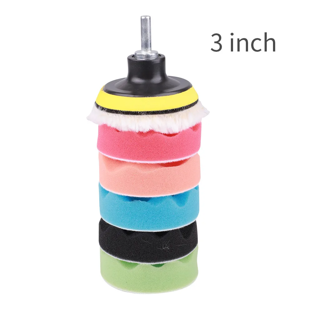 8pcs 3 inch Car Spong Buffing Polishing Pads Kit Buffing Waxing Foam Pad Scratches Remove Drill
