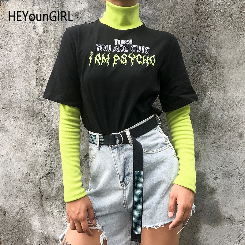 Свитшот HEYounGIRL с высоким воротником в Корейском стиле Харадзюку худи длинным