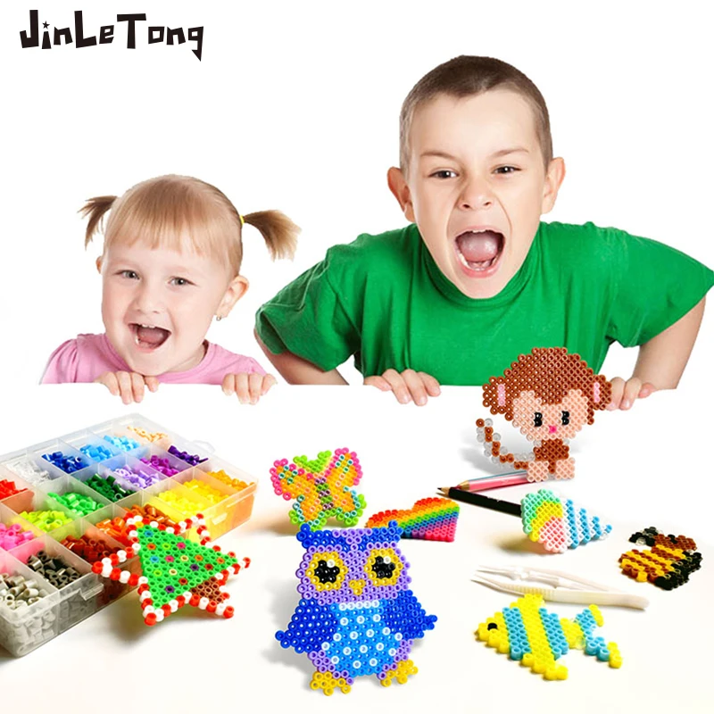 24 colors set Hama Beads Toy Kit 5mm Hama beads Cartoon owl monkey 3D Puzzle DIY Toy Kids Handmade Educational Toy Gift