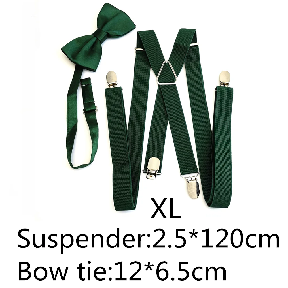 Blackish green-XL Черно-зеленые мужские и женские подтяжки галстук бабочка наборы высокоэластичный ремень сильный 4 зажима на подтяжках шеи галстук набор для взрослых детей мальчиков - Цвет: Blackish green-XL