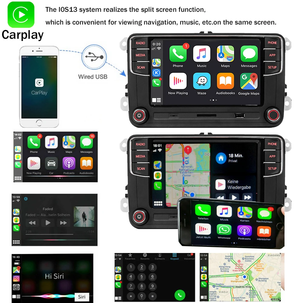 Автомобильная стереосистема RCD330 360 PRO Android Авто Carplay Mirrorlink BT SD USB для VW Golf Caddy Tiguan Touran