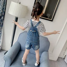 Летние свободные повседневные модные джинсы для девочек, штаны на подтяжках в западном стиле в Корейском стиле