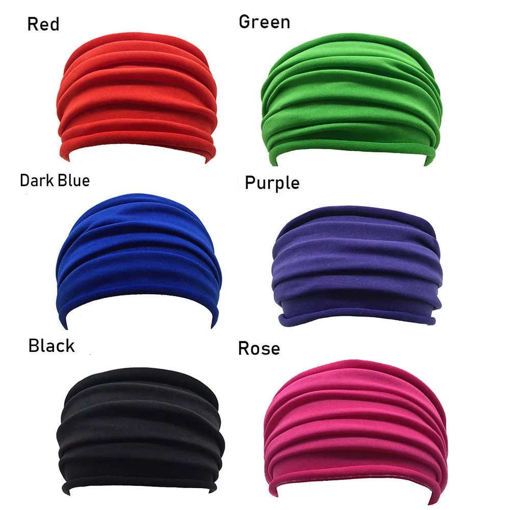 13 Colors Stretch Yoga Hairband Women Fold Wide Sports Hair Band Nonslip Elastic Headband Turban Headwrap Running Accessories