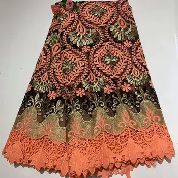 

2020 Latest Peach Color French Africa Lace Fabric High Quality African Embroidered Tulle Lace Fabric For Appliqued Wedding Dress