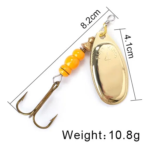 FISH KING Spinner Bait 3.9g 4.6g 7.4g 10.8g 15g Spoon Lures pike Metal With Treble Hooks Arttificial Bass Bait Fishing Lure as photo