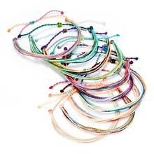 Ручной работы Летний Пляжный хлопковый шнур Вощеная полоска женский богемский Браслет Дружбы бижутерия