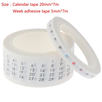 

2 Pcs/set Date Week Calendar Tape Planner Masking Tape Journal Supplies Scrapbooking Paper Stationary