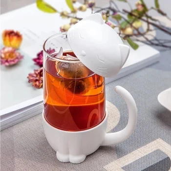 

New Cute Cartoon Cat Or Dog Glass Couple Cup DDC-21