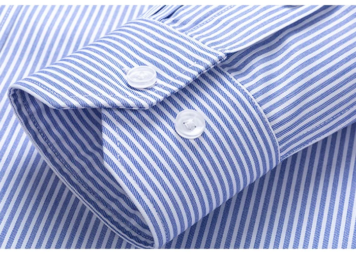 Men's Classic Long Sleeve Non-Iron Striped Shirts Casual Standard-fit Formal Business Work Social Cotton Basic Dress Shirt