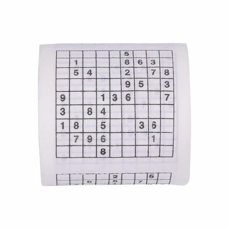 Hot 1 Roll 2 Ply Novelty Funny Number Sudoku Printed WC Bath Funny Soft Toilet Paper Tissue Wood Pulp 300 Bathroom Supplies Gift