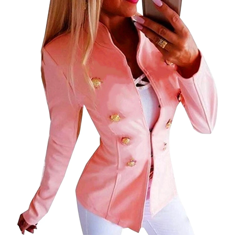 pink Heflashor Женский приталенный Блейзер умный Повседневный блейзер с длинными рукавами офисный винтажный готический плюс размер Дамская Куртка Осенние пальто женские - Цвет: pink