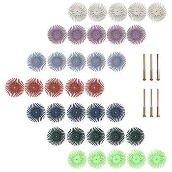 

35Pcs Radial Bristle Disc Kit Abrasive Brush Wheel Radial Bristle Disc with 6Pcs Mandrels for Rotary Dremel Tool