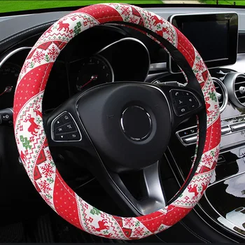 

Car Steering Wheel Cover Decor Universal Anti-slip Flax Car Steering-wheel Cover Protector 38cm Christmas Gift
