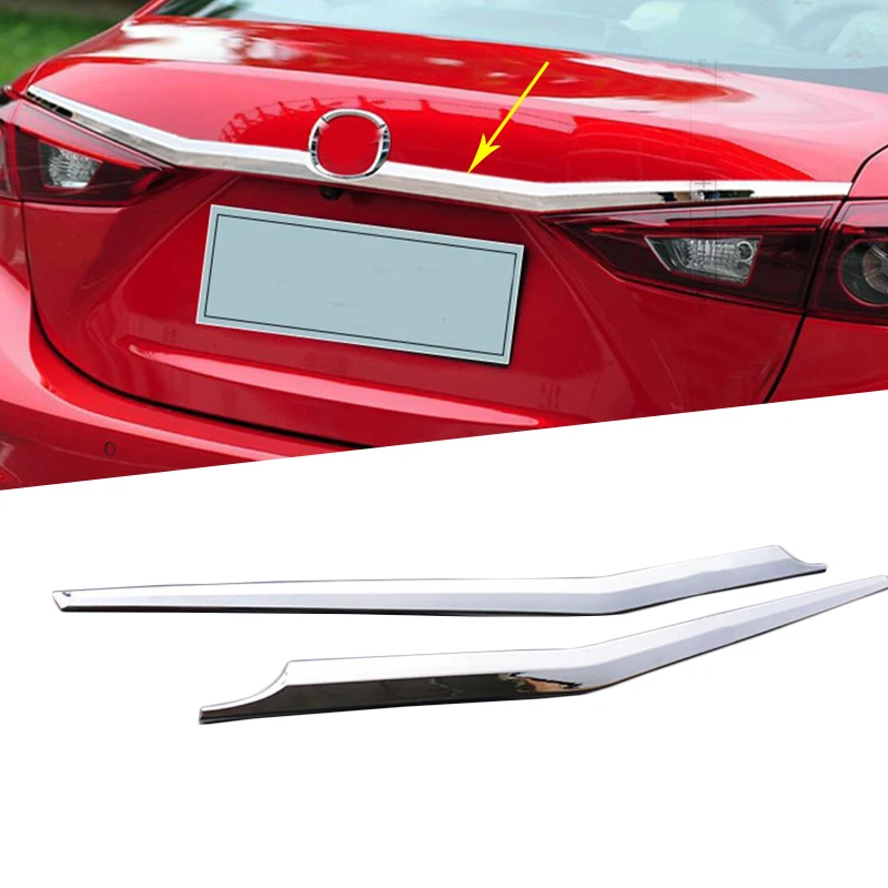 

For Mazda 3 Axela Sedan 4dr 2014 2015 2016 2017 2018 Chrome Rear Trunk Lid Cover Tailgate Door Handle Trim Garnish Molding Strip