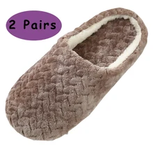 2 пары зимняя обувь Для мужчин домашние женские домашние тапочки; Вьетнамки; теплый плюш; Вьетнамки; Для мужчин с мехом; шлепанцы без задника с открытыми пальцами гостиничные тапочки Pantufa