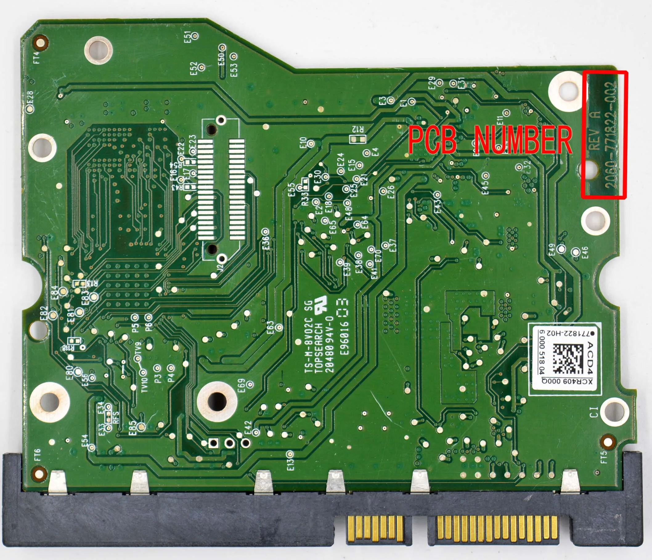 Placa de Circuito Ocidental do Disco Rígido do Desktop de Digitas: 2060771822002 Rev a 2060-771822-002 Rev p1 771822-h02 - Imagem 2
