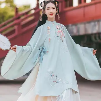 

High Quality Hanfu For Female Embroidery Bird Fairy Cosplay Costumes Cross Collar Novelty Stage Performance Clothing Tang Suit