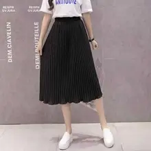 Женская шифоновая юбка, летняя, тонкая, Готическая, плиссированная, юбки для женщин, s Saias Midi Faldas Harajuku, элегантные, женские, миди юбки DC59