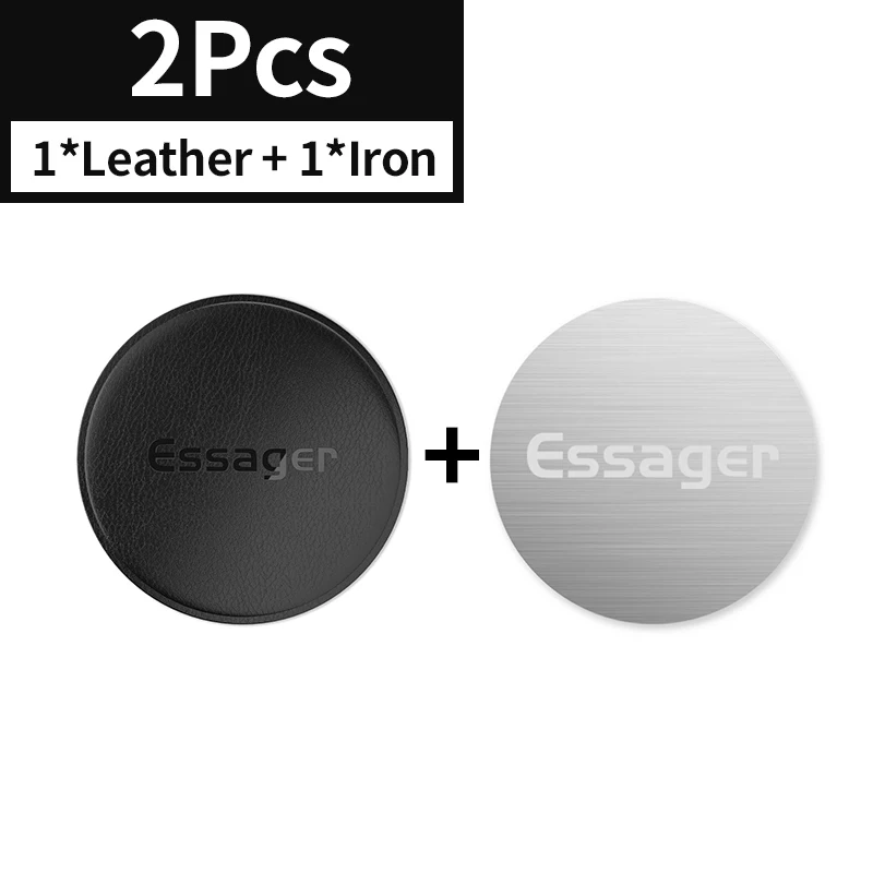 1 Leather and 1 Iron Магнитный автомобильный держатель для телефона Essager, металлические магнитные пластины, крепление диска, кожа и матальная пластина, железные листы для мобильного телефона, подставка - Цвет: 1 Leather and 1 Iron