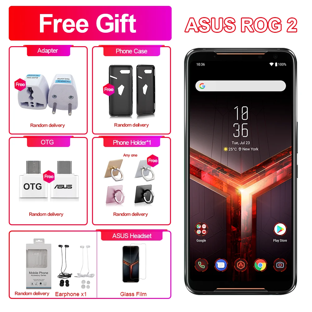 Asus ROG Phone 2 игровой телефон 6,5" 8 ГБ ОЗУ 128 Гб ПЗУ Snapdragon 855+ NFC ROG Phone II ZS660KL 6000 мАч Android 9 мобильный телефон