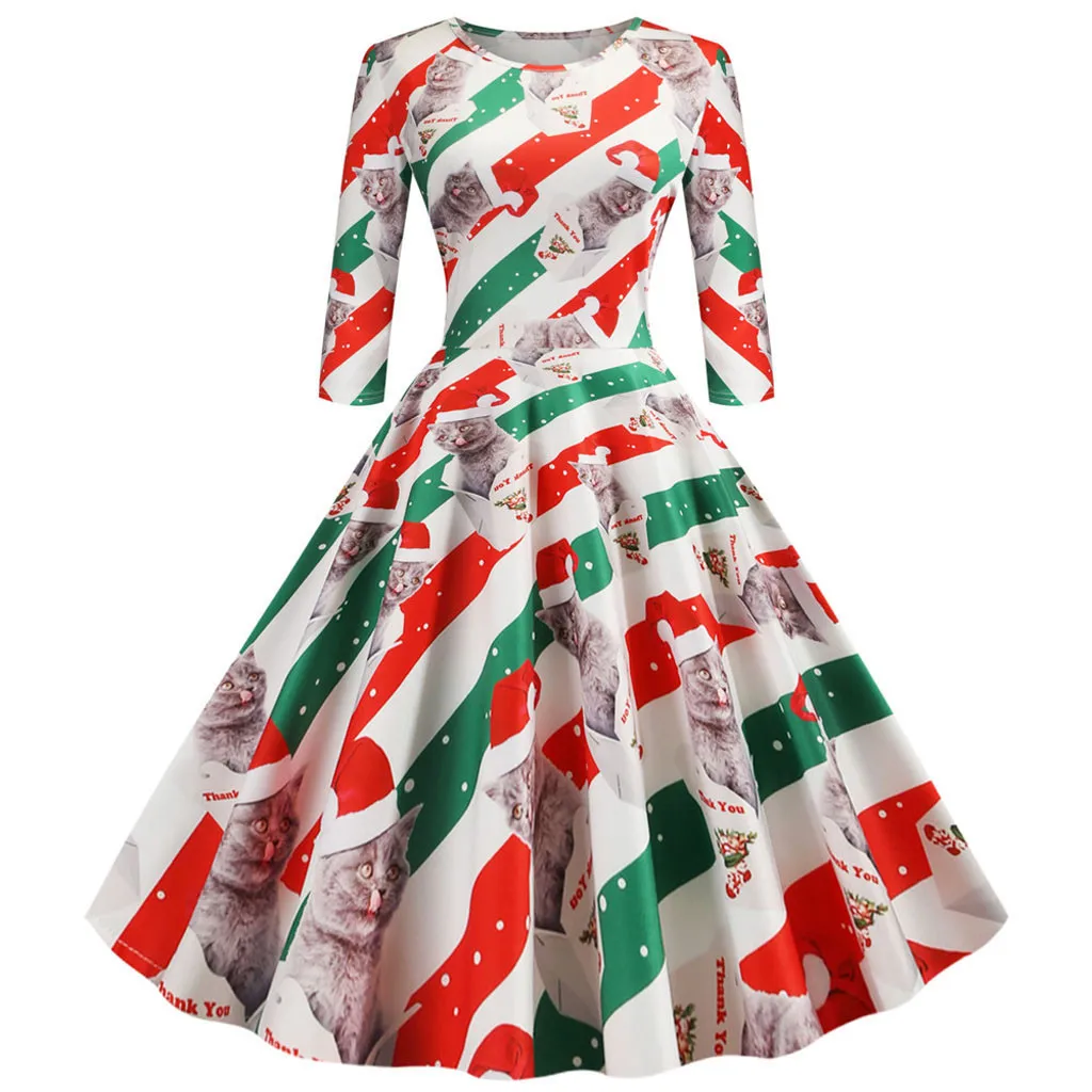 Kerstjurk, рождественское платье, женское, половина рукава, Винтаж, 1950 s, Хепберн, домохозяйка, вечернее платье, robe noel femme vestidos F1016