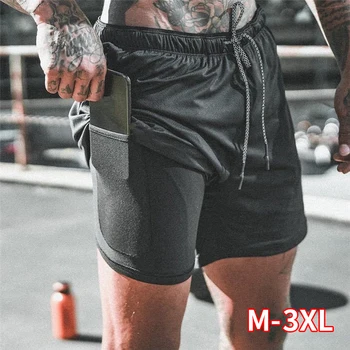 

Male Quick Drying Shorts double-deck NEW Men's Running Mens 2 in 1 Sports Shorts Sports men Shorts Jogging Gym Shorts men