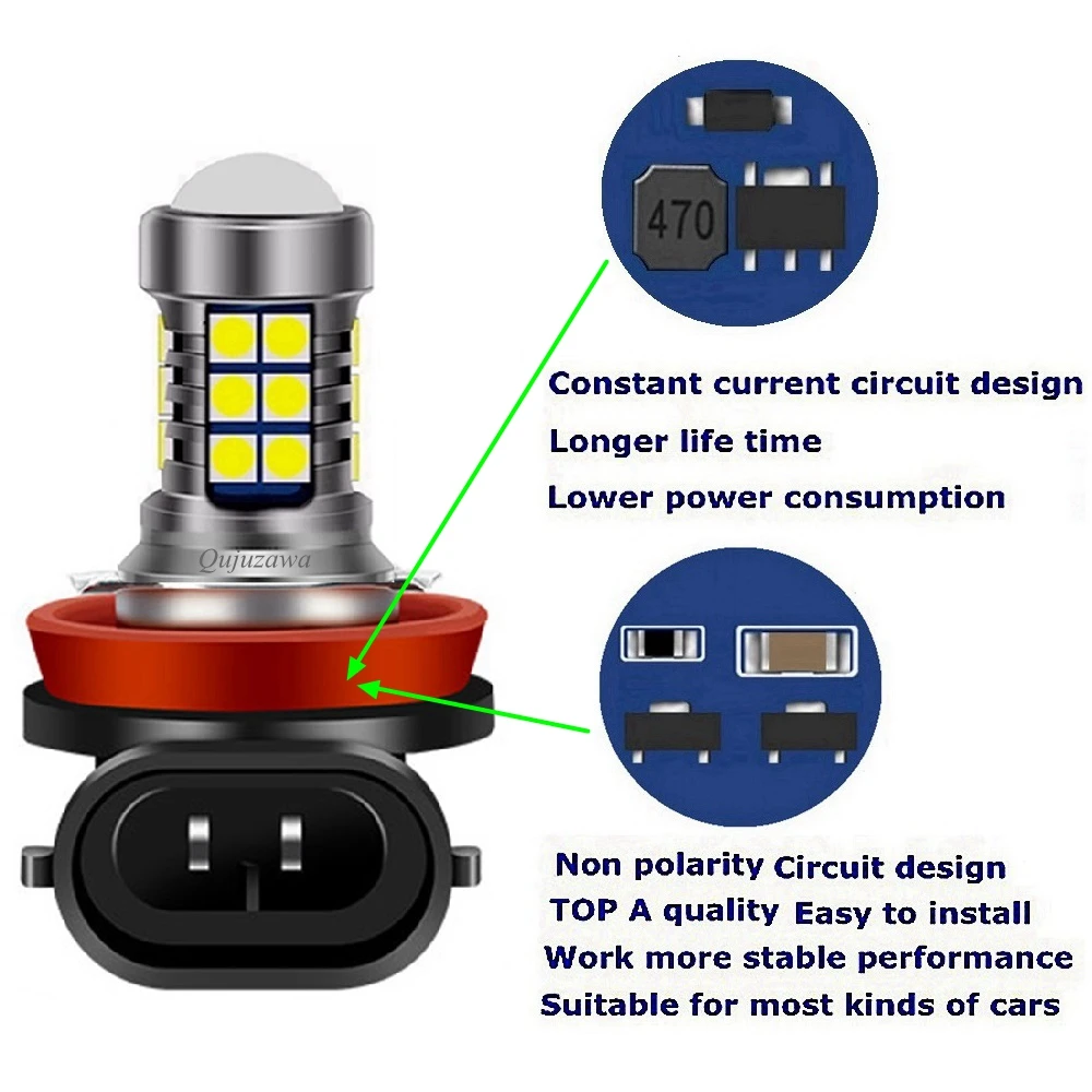 LED Bulbs 2Pcs H8 H11 HB4 9006 P13W PSX24W Auto Anti Fog Lamps Car Driving Running Light Front Foglamp 6000K White