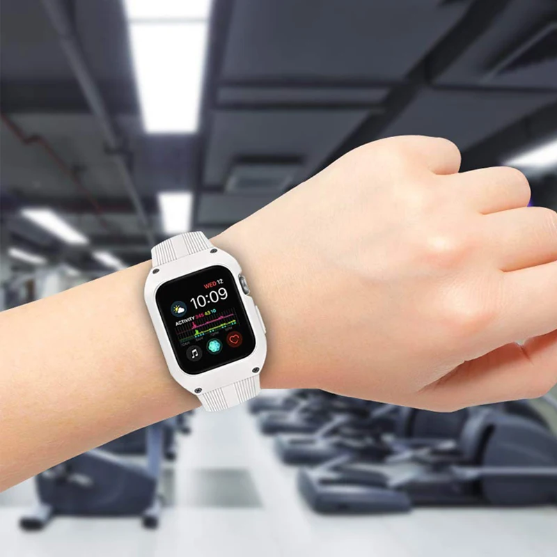 Защитный чехол с Мягкая силиконовая лента для Apple Watch series 4 5 44 мм полная Рамка протектор экрана для IWatch Браслет Ремни