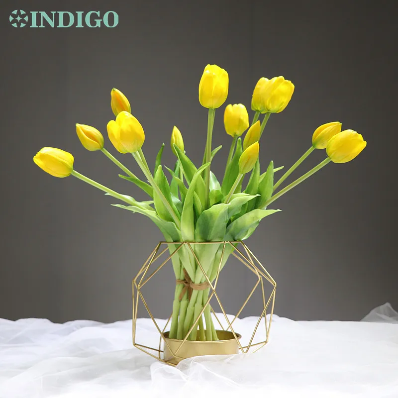 

INDIGO- (3 Bundles+1 vase ) Bouquet Real Touch Silicone Tulip High Quality Tulip Home Artificial Flower Wedding Free Shipping
