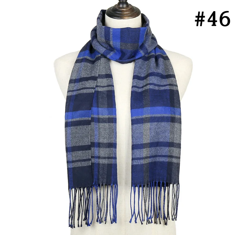 Зимний клетчатый шарф кашемировый шарф для женщин echarpe foulard femme Длинная шерстяная Пашмина sjaal bufandas invierno mujer - Цвет: 46