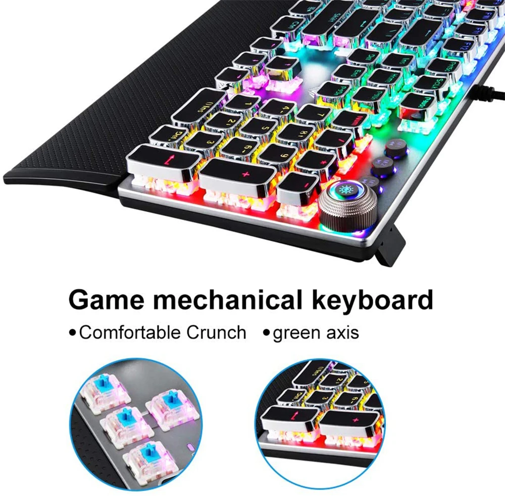 AULA Rotating Macro Backlit Mechanical Keyboard Blue/ Black/Red/Brown Switch 104 Keys LED Computer Gamer Gaming Keyboards
