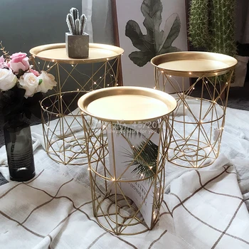 

Metal Coffee Table Living Room Sofa Side Table Dirty Storage Basket Tea Table Desk Console Table Minimalist Furniture Tv Tray