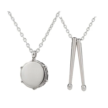 

Unisex Fashion Necklace Jazz Band Drums and Drum Sticker Initial Necklace Stainless Steel Rocker Chain Necklace Pendant Jewelry