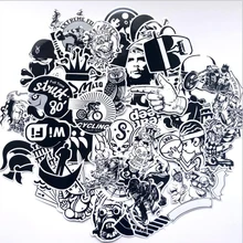 60 шт черный и белый мультфильм ПВХ компьютерные наклейки для ноутбука холодильник украшение чемодана смешанные наклейки для MacBook/samsung