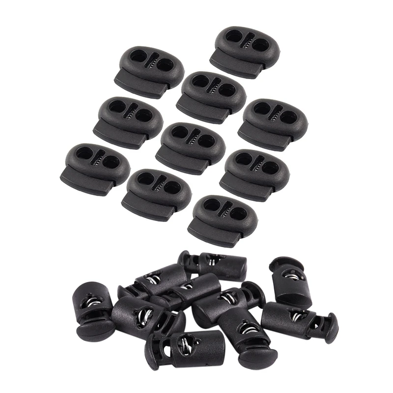 20 Pcs Hole Cord Stopper Black: 10 Spring Double Locks &amp Dia.8 Mm Laces Snap | Дом и сад