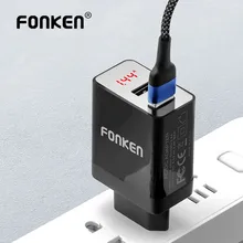 FONKEN Универсальное зарядное устройство с двумя usb-портами, светодиодный дисплей, зарядка для телефона, планшета, настенный USB переходник, 2 порта, зарядные устройства для путешествий