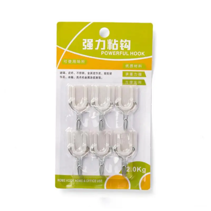 6pcs/box New Multifunctional White Traceless Wall-mounted Versatile Nail-free Sticky Hooks Household Kitchen Bathroom Tools | Дом и сад