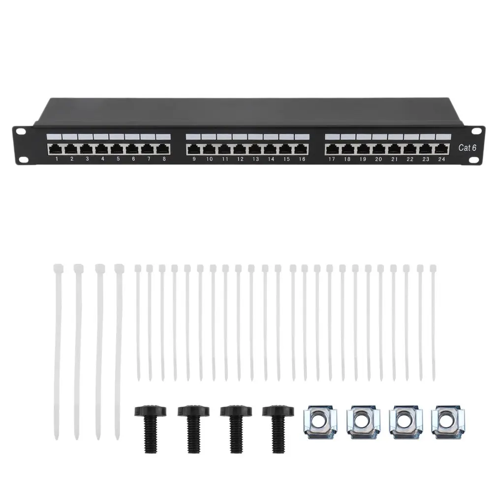 

24 Port CAT6 Shielding Network Lan Patch Panel Cable Frame Distribution Rack For Cable Management Easy Installation