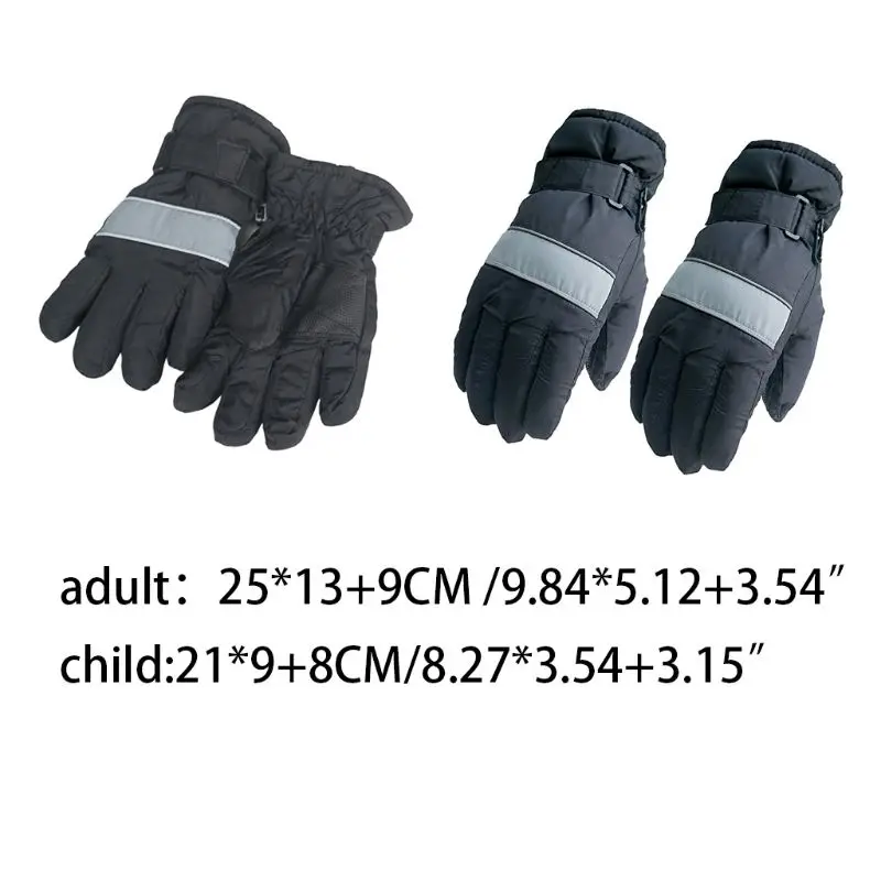 Зимние теплые водонепроницаемые перчатки для катания на лыжах для взрослых и детей, ветрозащитные перчатки с толстой подкладкой, Нескользящие варежки для сноубординга