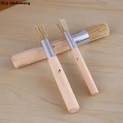 3pcs/Set Wooden Stencil Brush Chalk Paint Natural Pure Hog Bristle Brush Round Acrylic Oil Painting Detail Brushes
