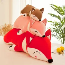 35/50cm Kawaii Plush Pillow Fox Stuffed Animals Doll Anime Plush Toys I LOVE YOU Embroidery Scarf Red Fox Back Cushion Dolls