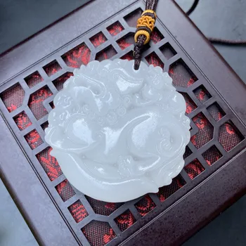 

5*5 Chinese natural White jade carving animal pendant necklace jewelry lucky amulet gifts for women Reiki Healing Crystal Charm